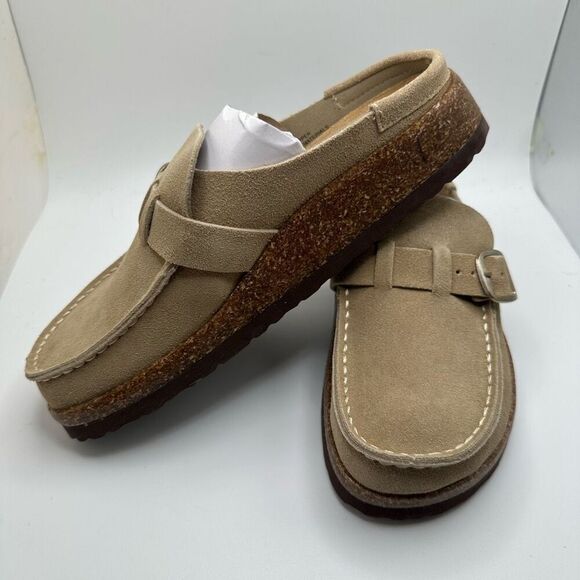 CUSHIONAIRE Women's Genuine Leather Cork Footbed Clog with +Comfort 7 SAND NEW - Picture 7 of 7